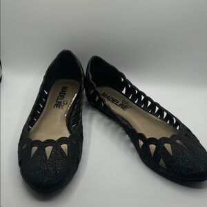 Madeline Black Glitter Cutout Ballet Flats